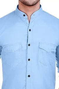 Blue Cotton Solid Casual Shirts For Men-thumb1