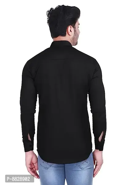 Black Cotton Solid Casual Shirts For Men-thumb3
