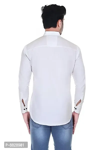 White Cotton Solid Casual Shirts For Men-thumb2