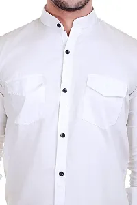 Stylish Men Solid Comfort Fit Chinese Collar Casual Shirt-thumb2