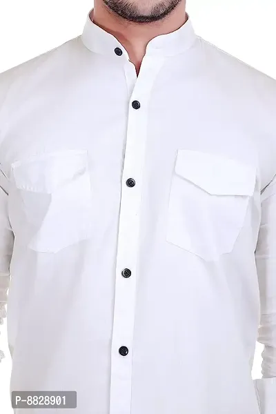 Stylish Men Solid Comfort Fit Chinese Collar Casual Shirt-thumb3