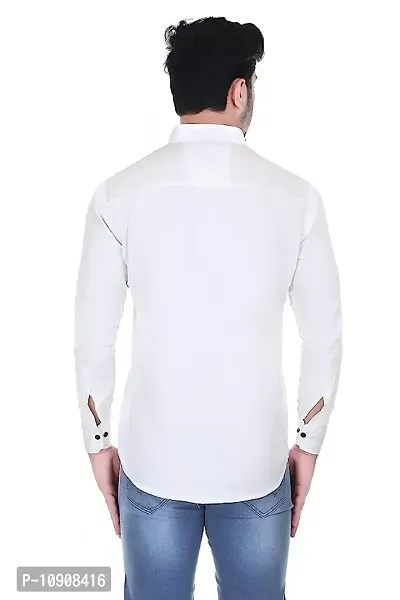 White Cotton Solid Casual Shirts For Men-thumb4