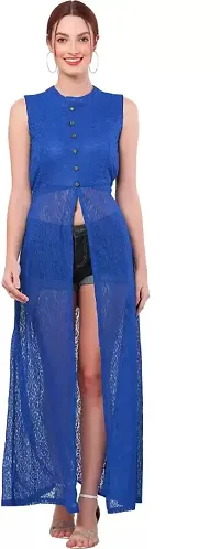 Designer Blue Cotton Kurta For Women