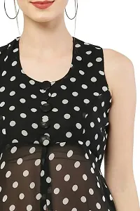 HA CROWN Women's Crepe Regular Fit Solid Polka Dot Printed Maxi Sleeveless ?Dress (Ha 01)-thumb3