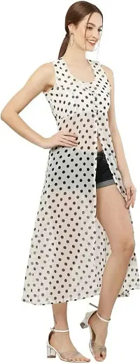 HA CROWN Women's Crepe Regular Fit Solid Polka Dot Printed Maxi Sleeveless ?Dress (Ha 01)-thumb1