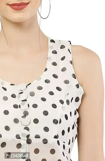 HA CROWN Women's Crepe Regular Fit Solid Printed Maxi Sleeveless ?Dress (Black,) (Ha 12)-thumb4