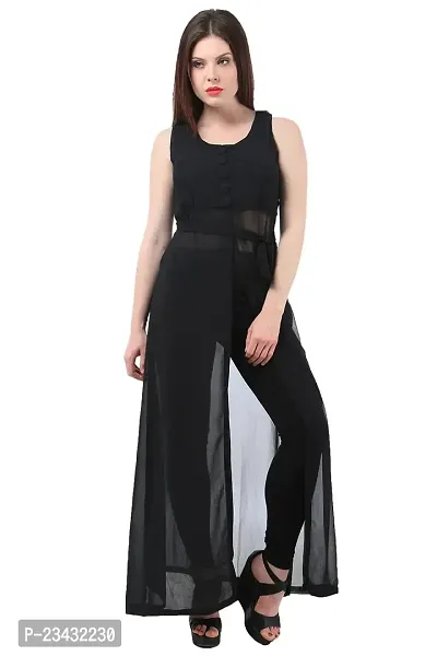 HA CROWN Woman A LINE Maxi Dress (S, Black)
