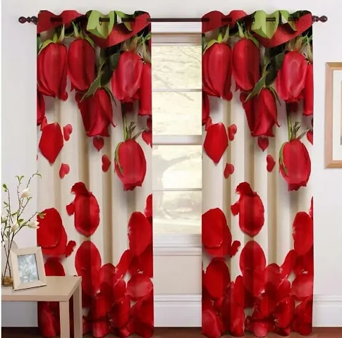 Vervique Heavy Long Crush 3D Digital Printed Rose Petal Curtains.