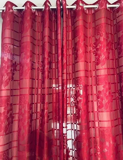 Fabrilia- Floral Net Curtain, Pack of 2 Piece Curtain