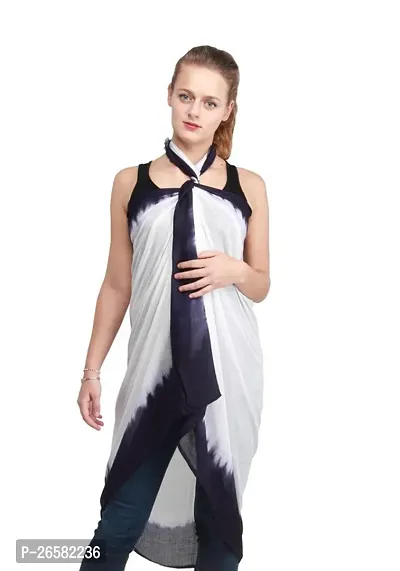 Woven Dyed Stole With Eyelash Fringes For Women And Girls Blue-thumb0