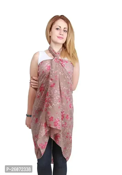 VERIISMO Flower Printed Stole For Women  Girls (Pink)-thumb0