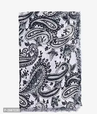 VERIISMO Polyester Twill Weave Lustre With Beautiful Paisely Black  White print Stole For Women  Girls-thumb0