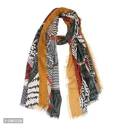 VERIISMO Patch Printed Multi Color Stole with Eyelash Fringes For Women  Girls