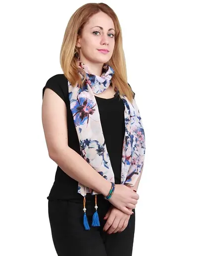 Beautiful Floral Shawl For Women Girls (Blue)