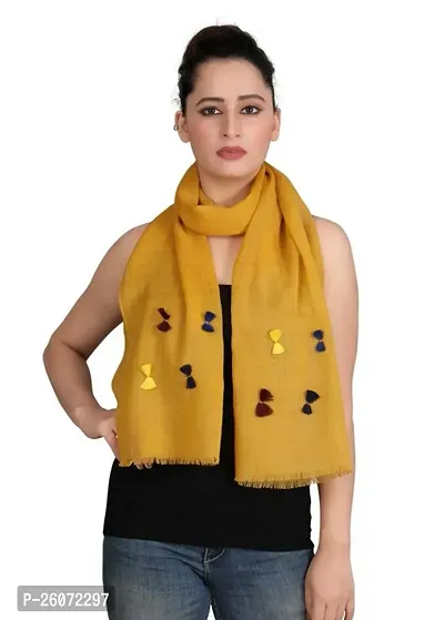 VERIISMO Solid color Beautiful Scarf with cute Fringes For Women  Girls (Mustard)