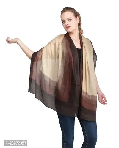 VERIISMO Solid Color Painted Soft Scarf For Women  Girls (Brown)