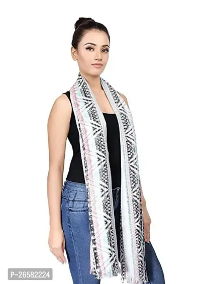 Ikkat Printed Lino Waeved Stole For Women And Girls Pink-thumb0