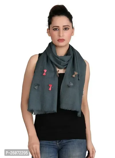 VERIISMO Solid color Beautiful Scarf with cute Fringes For Women  Girls (Dark Grey)