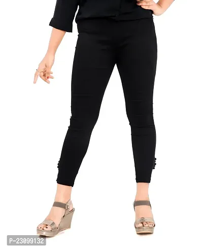 Fabulous Black Cotton Solid Leggings For Women-thumb0