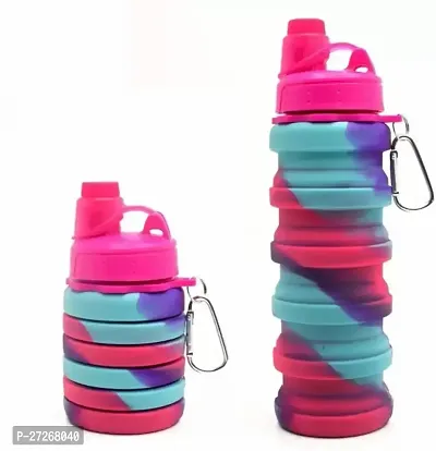 Silicone Sipper Water Bottle For Sports, Trekking, Cycling, Gym, School - 500ml - Multicolor-thumb0