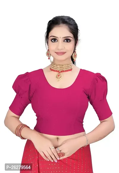 Beautiful Pink Cotton Solid Stitched Blouses For Women-thumb0