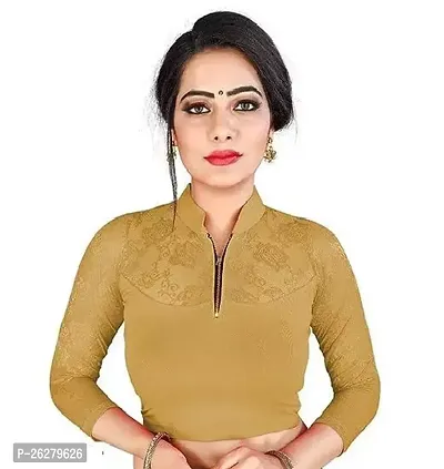 Beautiful Khaki Cotton Solid Stitched Blouses For Women-thumb0