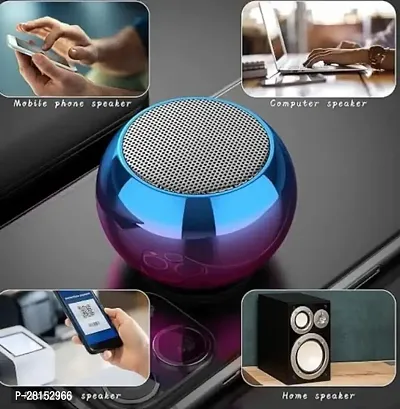 Mini Speaker Boost 4 Colorful Wireless Bluetooth Speaker Premium Packing Mini Electroplating Round Steel Speaker (Random from 4 Colour) Pack of 1-thumb0