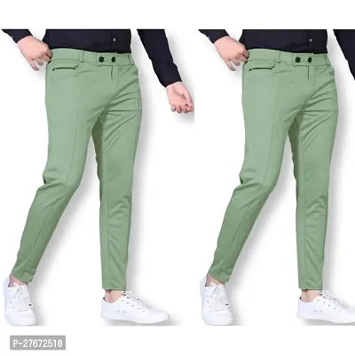 Stylish Green Modal Mid-Rise Joggers For Men Pack Of 2