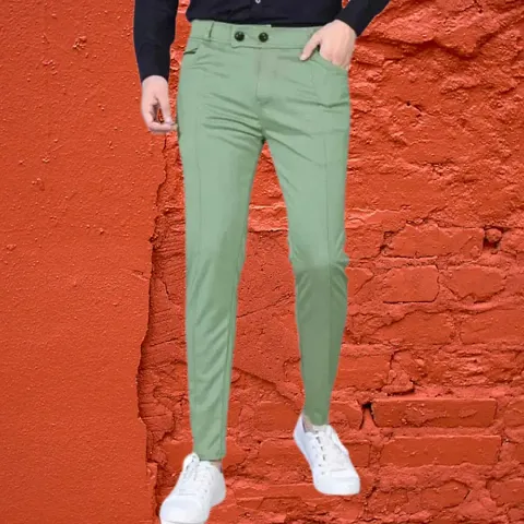 Trendy Lycra Blend Solid Casual Trouser For Men