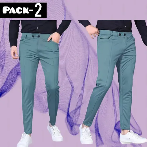 Stylish Modal Casual Trousers For Men Pack of 2