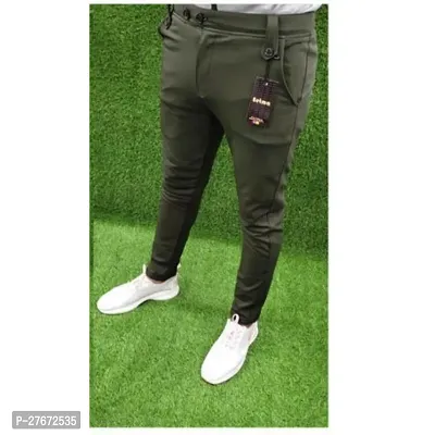 Stylish Olive Modal Mid-Rise Joggers For Men