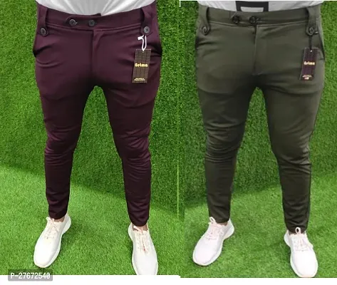 Stylish Multicoloured Modal Mid-Rise Joggers For Men Pack Of 2-thumb0