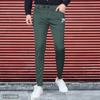 Stylish Green Modal Solid Regular Track Pants For Men-thumb0
