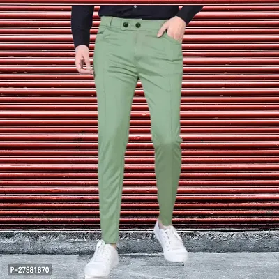 Stylish Green Modal Solid Regular Track Pants For Men-thumb0