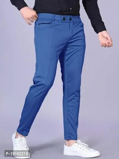 Mens  regular fit track pants pack of 1 ( blue )-thumb0