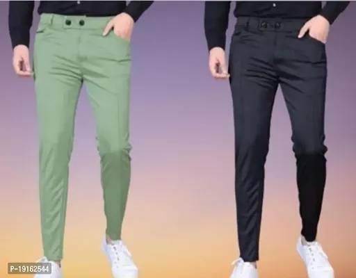 Mens  regular fit track pants pack of 2 ( green+black)-thumb0
