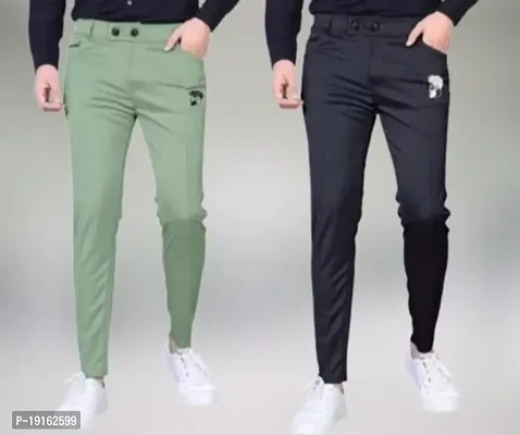 Mens  regular fit track pants pack of 2 ( green+black)