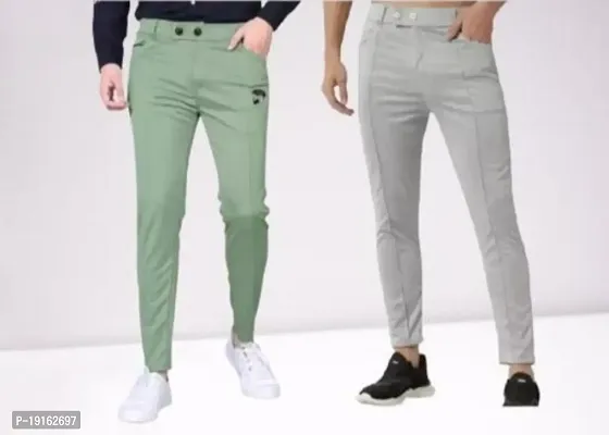 Mens  regular fit track pants pack of 2 ( green/grey)