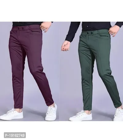 Mens  regular fit track pants pack of 2 ( dark pink+dark green)