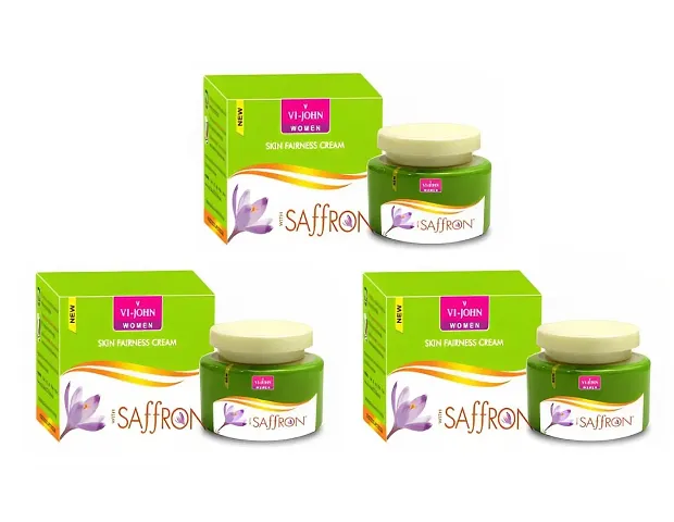 VI - JOHN Saffron Skin Organic Fairness Cream For Remove Dark Spots, Skin Whitening Vitamin E & Mulberry Extract (All Skin) - 50 Gm Each Pack (Pack of 3)(FAIRNESS CREAM-12)