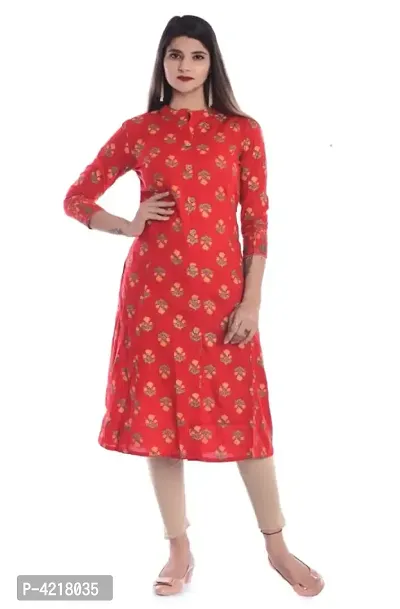 Women's Beautiful Rayon Slub Printed Kurta