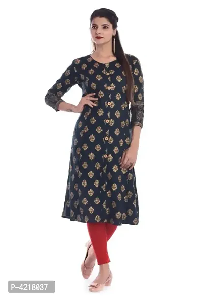 Women's Beautiful Rayon Slub Printed Kurta