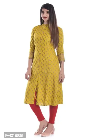 Women's Beautiful Rayon Slub Printed Kurta