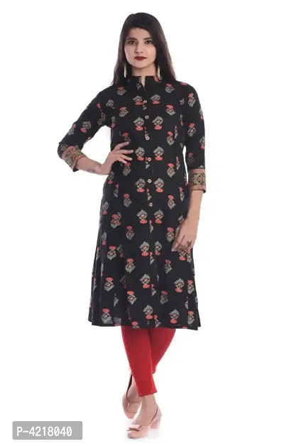 Women's Beautiful Rayon Slub Printed Kurta-thumb0