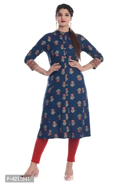 Women's Beautiful Rayon Slub Printed Kurta