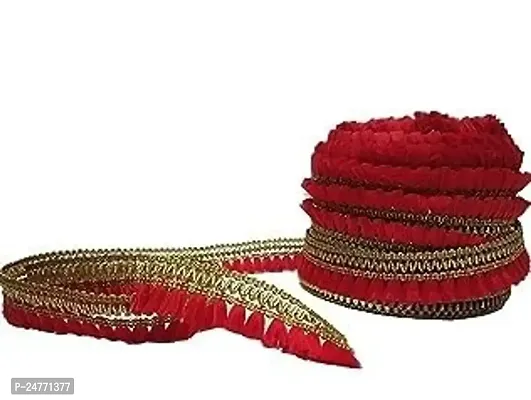 DIVARA- Red and Golden Color Lace Gota Patti Design Craft DIY, Home, Dress Decoration | Lace Border for Saree, Suit, Lehenga, ArtCraft Designing Material-9 Meters Pack of-2-thumb4