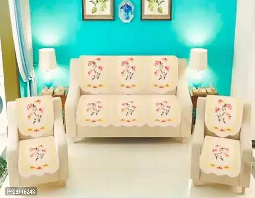 Wonderland Cotton Sofa Cover 5 Seater- Beige