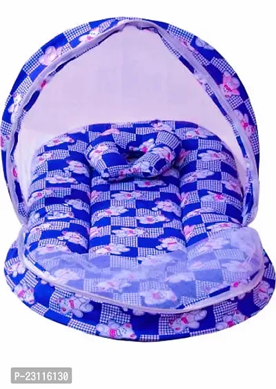 Blue Printed Cotton Baby Mosquito Nets- Pack Of 1