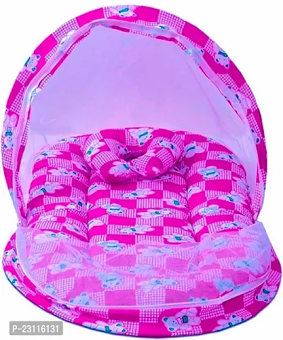 Pink Printed Cotton Baby Mosquito Nets- Pack Of 1-thumb0