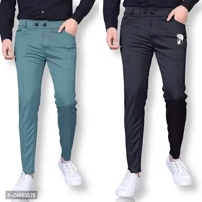 Classic Modal Solid Track Pants for Men, Pack of 2-thumb0